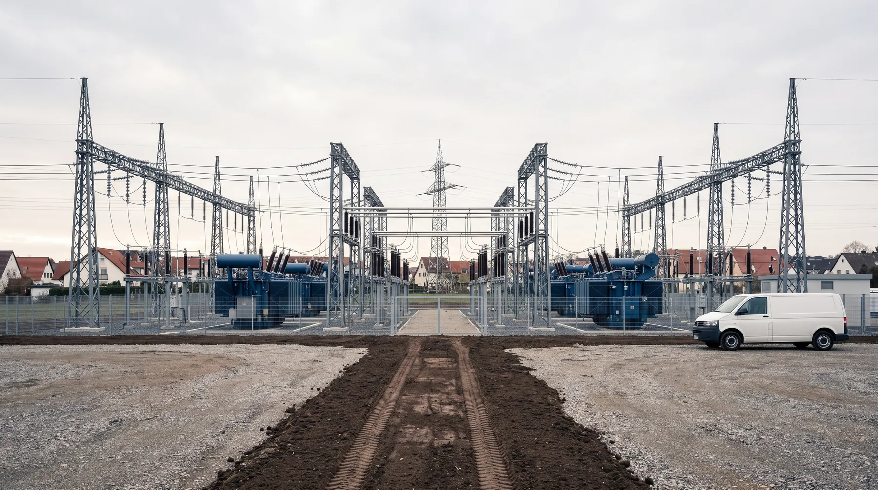 Umspannwerk mit neuer Kabeltrasse